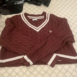 Brown and white knit sweater, brand Tna, size L